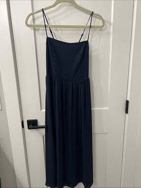 Babaton Navy Spaghetti-Strap Maxi Dress